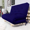 Ver imagem 4 de Sofa Cama Casal Futon Oriental Azul Royal Acquablock com Madeira Maciça
