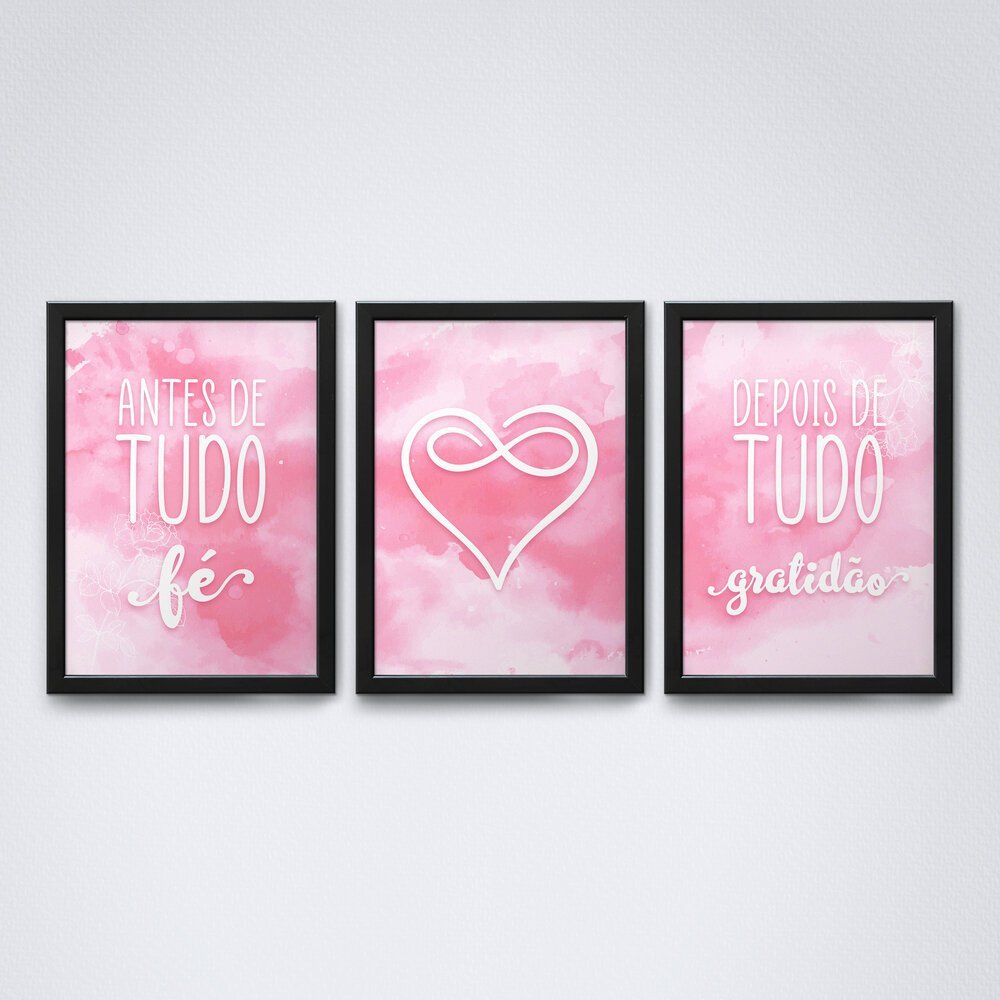 Antes de Tudo &amp; Depois de Tudo - Trio de Quadros Jedecor 60 x 40cm Modelo 2