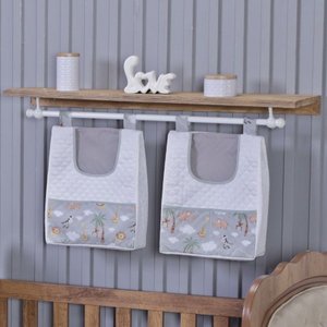 Porta Fralda Organizador Quarto de Bebê Menino Menina 2 Peças Varão:safari Cinza