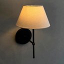 Ver imagem 3 de Kit 2 Arandelas de Parede Clássico Alumínio com Cúpula Tecido Algodão Ref 16