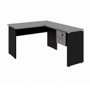 Ver imagem 2 de Mesa de Escritório em L 30mm com Gaveteiro Suspenso e Chave F5 Office Cor:Cinza Sagrado com Preto