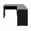 Ver imagem 6 de Mesa de Escritório em L 30mm com Gaveteiro Suspenso e Chave F5 Office Cor:Cinza Sagrado com Preto