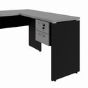 Ver imagem 5 de Mesa de Escritório em L 30mm com Gaveteiro Suspenso e Chave F5 Office Cor:Cinza Sagrado com Preto