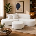 Ver imagem 3 de Sofá e Puff Orgânico Virginia 300cm Sala Suede:Branco