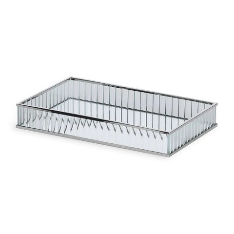 Bandeja em Vidro Canelado Espelhada Prata 28cm Mart