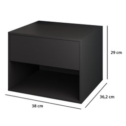 Mesa de Cabeceira Suspensa Fixa na Parede 1 Gaveta e Nicho - Preto - Lh Móveis - 3