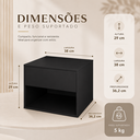 Ver imagem 2 de Mesa de Cabeceira Suspensa Fixa na Parede 1 Gaveta e Nicho - Preto - Lh Móveis