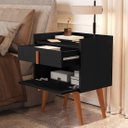 Ver imagem 2 de Mesa de Cabeceira Davi 1 Gaveta 1 Porta Pés Palito Preto - JM Casa dos Moveis