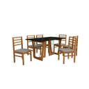 Ver imagem 2 de Conjunto Sala de Jantar Elisa em Madeira Maciça 6 Cadeiras Boucle Cinza