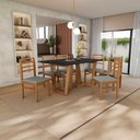Ver imagem 1 de Conjunto Sala de Jantar Elisa em Madeira Maciça 6 Cadeiras Boucle Cinza