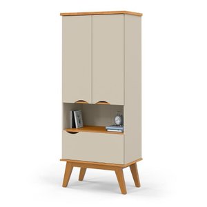 Livreiro Armário 3 Portas 68cm Prism Patrimar Off White/Cinamomo