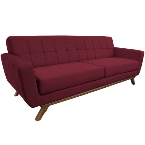 Sofá 03 Lugares 180cm Sala de Estar Miami Veludo Marsala - CasaePoltrona