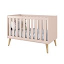 Ver imagem 3 de Jogo de Quarto Infantil Theo Cômoda 6 Gavetas e Berço Rosa Fosco com Pés Madeira Natural Reller M