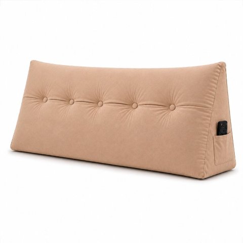 Almofada Decorativa Cabeceira Bella Encosto Apoio de Lombar 140cm Casal Suede Bege - Monari Design