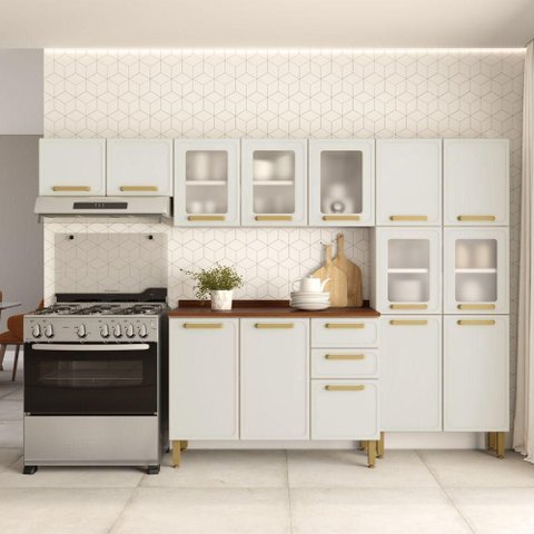 Cozinha Completa Aço 2 Gav 14 Ptas Essência Areia Bertolini