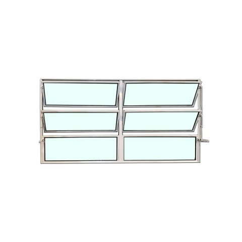 Vitro Basculante 2 Seções 60x120 Alumínio Branco Vidro Liso