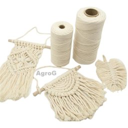 Corda Cordão Fio 5mm Cru Algodão 50m Macramê Artesanato aliança macramê, tapetes, suportes de planta - 8