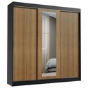 Ver imagem 2 de Guarda-Roupa Casal Madesa Kansas 3 Portas de Correr com Espelho 3 Gavetas Preto/Rustic Cor:Preto/Rus