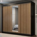 Ver imagem 1 de Guarda-Roupa Casal Madesa Kansas 3 Portas de Correr com Espelho 3 Gavetas Preto/Rustic Cor:Preto/Rus