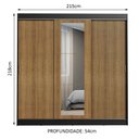Ver imagem 3 de Guarda-Roupa Casal Madesa Kansas 3 Portas de Correr com Espelho 3 Gavetas Preto/Rustic Cor:Preto/Rus