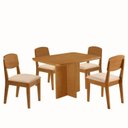 Ver imagem 2 de Conjunto Sala de Jantar Mesa Moscou Tampo 120cm Canto Copo de MDF e 4 Cadeiras Cleo Yescasa