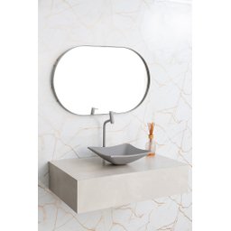 Espelho Grande Oval com Moldura em Metal Decorativo 115 X 50cm Cinza - 5