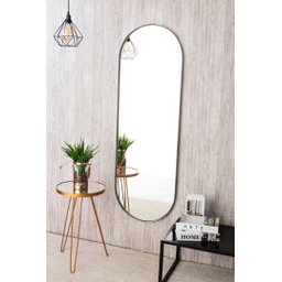 Espelho Grande Oval com Moldura em Metal Decorativo 115 X 50cm Cinza - 1