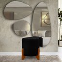 Ver imagem 1 de Puff Decorativo Principe Redondo Pes Madeira Tecido Veludo:preto