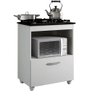 Balcão de cozinha para cooktop e forno 1 porta basculante branco Salvia Kaiki Moveis - 5 BOCAS - 1