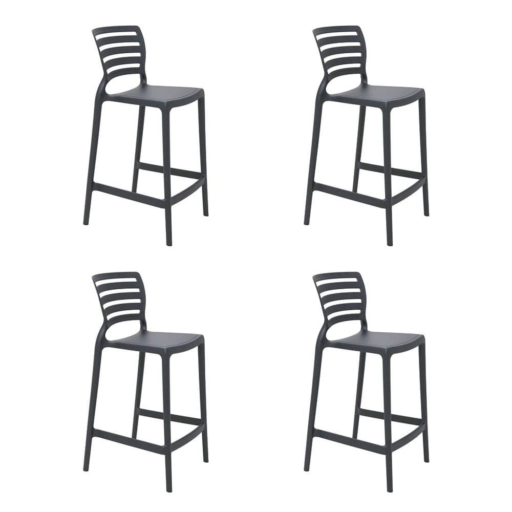 Conjunto de 4 Cadeiras Plásticas Tramontina Sofia Alta Residência em Polipropileno e Fibra de Vidro 