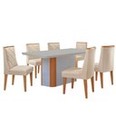 Ver imagem 2 de Mesa Jantar Isadora 180cm 6 Cadeiras Isadora Moderna Mobília Veludo Creme/off White/naturale