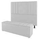 Ver imagem 1 de Kit Cabeceira E Baú Cama Box King 195Cm Sintético Branco