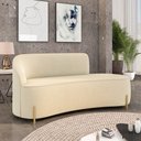 Ver imagem 2 de Sofá 3 Lugares Orgânico 180cm Pé Dourado Morgan Suede Bege D03 - D’Rossi