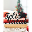 Ver imagem 3 de Placa Decorativa Natalina em Madeira 10x10cm Enfeite Modelo: Feliz Natal com Base