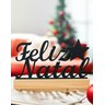 Placa Decorativa Natalina em Madeira 10x10cm Enfeite Modelo: Feliz Natal com Base - 3