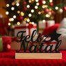 Placa Decorativa Natalina em Madeira 10x10cm Enfeite Modelo: Feliz Natal com Base - 2