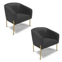 Ver imagem 1 de Cadeira Sala de Jantar Pé de Ferro Dourado Kit 2 Stella Sintético D03 - D'Rossi Cor Preto