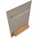 Ver mais imagens de Painel Ripado para TV 75 pol com Bancada Orgânica e Prateleira LED 180cm Slats L05 Tauari Gris