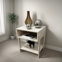 Ver imagem 4 de Mesa de Cabeceira Off-white com Nicho e Prateleira Inferior