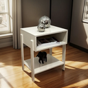 Ver imagem 7 de Mesa de Cabeceira Off-white com Nicho e Prateleira Inferior