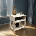 Ver imagem 5 de Mesa de Cabeceira Off-white com Nicho e Prateleira Inferior