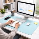Ver imagem 5 de Mouse Pad Grande Mousepad 60x30 Azul Base Antiderrapante Superficie Lisa Bordas Reforcadas PVC Yeet
