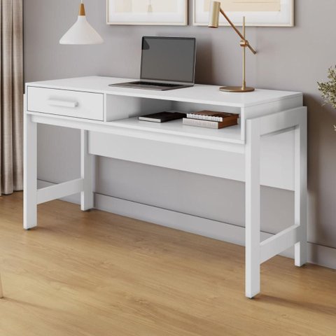 Escrivaninha/Mesa Escritório com 1 Gaveta e Nicho 135cm Multimóveis Crjcm-ESC001 Branco