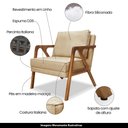 Ver imagem 3 de Poltrona Decorativa De Luxo Frida Linho Dourado - Gran Belo