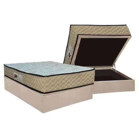 Cama Box Baú Casal: Colchão Anatômico Paropas Ag65 Sofistic Clean + Base Crc Suede Clean (138x188