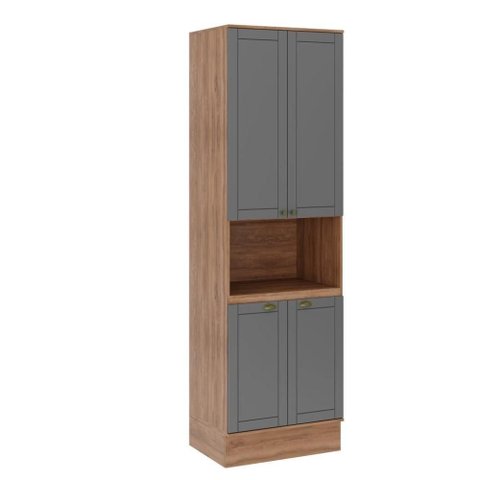 Torre para 1 Forno para Cozinha 4 Portas 70cm Cor:Nogal com Cinza Titânio Nogal com Cinza Titânio