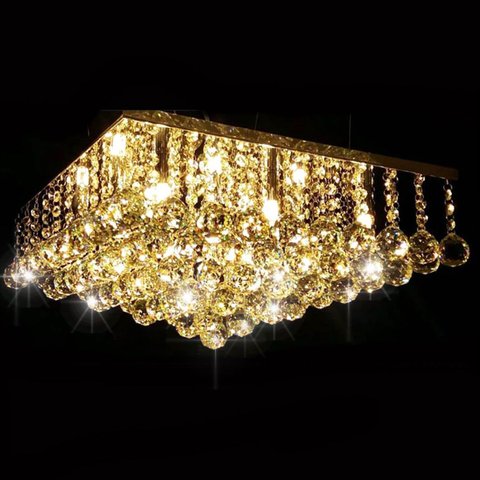 Lustre para Sala de Cristal Legítimo K9 Base Inox 45x45 Cm