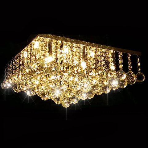 Lustre para Sala de Cristal Legítimo K9 Base Inox 45x45 Cm