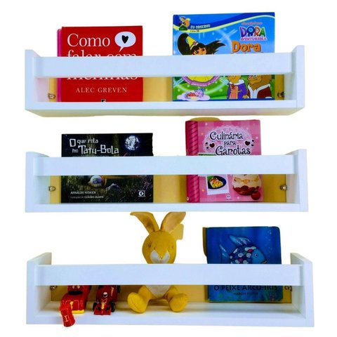 Nicho Organizador de Livros Brinquedos Infantis Mdf 3pçs40cm