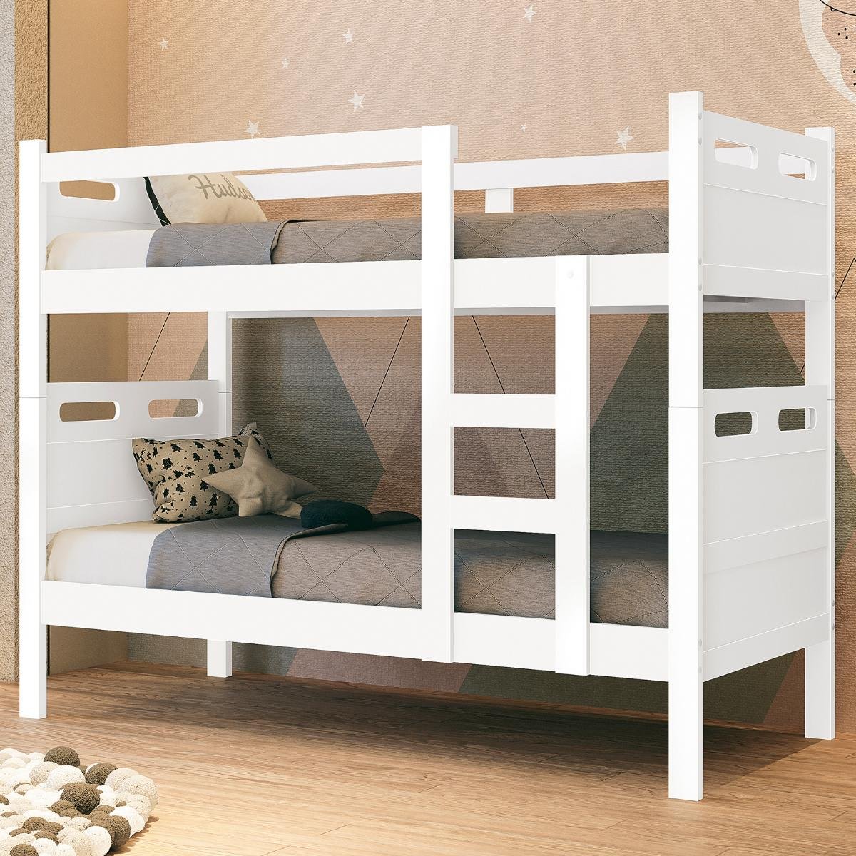 Beliche com Cama Auxiliar Jaspe Treliche Mdf Cor:branco